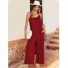 imageANRABESS Women Summer Casual Sleeveless Spaghetti Strap Boho Wide Leg Jumpsuits Rompers Dressy 2025 Trendy Outfits ClothesBurgundy