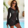 imageANRABESS Women Swimsuit Crochet Cover Up Summer 2025 V Neck Swim Bathing Suit Swimwear Sexy Beach Vacation DressBlack