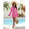 imageANRABESS Women Swimsuit Crochet Cover Up Summer 2025 V Neck Swim Bathing Suit Swimwear Sexy Beach Vacation DressHot Pink