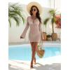 imageANRABESS Women Swimsuit Crochet Cover Up Summer 2025 V Neck Swim Bathing Suit Swimwear Sexy Beach Vacation DressKhaki