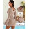 imageANRABESS Women Swimsuit Crochet Cover Up Summer 2025 V Neck Swim Bathing Suit Swimwear Sexy Beach Vacation DressKhaki