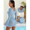 imageANRABESS Women Swimsuit Crochet Cover Up Summer 2025 V Neck Swim Bathing Suit Swimwear Sexy Beach Vacation DressSky