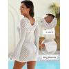 imageANRABESS Women Swimsuit Crochet Cover Up Summer 2025 V Neck Swim Bathing Suit Swimwear Sexy Beach Vacation DressWhite