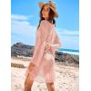 imageANRABESS Women Swimsuit Swim Coverup 2025 Long Sleeve Mini Crochet Pool Bathing Suit Swimwear Mesh Knit Beach Vacation DressNude Pink