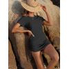 imageANRABESS Women Swimwear Cover Up Short Sleeve Knit T Shirt Dress 2025 Summer Beach Drawstring Swim Suit Crochet Mini DressesBlack