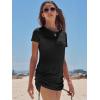 imageANRABESS Women Swimwear Cover Up Short Sleeve Knit T Shirt Dress 2025 Summer Beach Drawstring Swim Suit Crochet Mini DressesBlack
