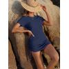 imageANRABESS Women Swimwear Cover Up Short Sleeve Knit T Shirt Dress 2025 Summer Beach Drawstring Swim Suit Crochet Mini DressesDeep Blue