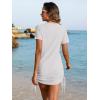 imageANRABESS Women Swimwear Cover Up Short Sleeve Knit T Shirt Dress 2025 Summer Beach Drawstring Swim Suit Crochet Mini DressesWhite