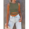 imageANRABESS Women Tank Tops High Neck Sleeveless Sexy Cutout Racer Back Going Out Crop Tops Shirts Summer Y2K OutfitsArmy Green