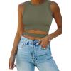 imageANRABESS Women Tank Tops High Neck Sleeveless Sexy Cutout Racer Back Going Out Crop Tops Shirts Summer Y2K OutfitsArmy Green