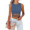 imageANRABESS Women Tank Tops High Neck Sleeveless Sexy Cutout Racer Back Going Out Crop Tops Shirts Summer Y2K OutfitsBlue