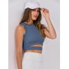 imageANRABESS Women Tank Tops High Neck Sleeveless Sexy Cutout Racer Back Going Out Crop Tops Shirts Summer Y2K OutfitsBlue