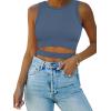 imageANRABESS Women Tank Tops High Neck Sleeveless Sexy Cutout Racer Back Going Out Crop Tops Shirts Summer Y2K OutfitsBlue