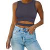 imageANRABESS Women Tank Tops High Neck Sleeveless Sexy Cutout Racer Back Going Out Crop Tops Shirts Summer Y2K OutfitsDark Gray