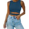 imageANRABESS Women Tank Tops High Neck Sleeveless Sexy Cutout Racer Back Going Out Crop Tops Shirts Summer Y2K OutfitsDeep Blue