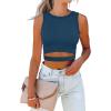 imageANRABESS Women Tank Tops High Neck Sleeveless Sexy Cutout Racer Back Going Out Crop Tops Shirts Summer Y2K OutfitsDeep Blue