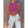 imageANRABESS Women Tank Tops High Neck Sleeveless Sexy Cutout Racer Back Going Out Crop Tops Shirts Summer Y2K OutfitsHot Pink