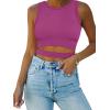 imageANRABESS Women Tank Tops High Neck Sleeveless Sexy Cutout Racer Back Going Out Crop Tops Shirts Summer Y2K OutfitsHot Pink