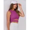 imageANRABESS Women Tank Tops High Neck Sleeveless Sexy Cutout Racer Back Going Out Crop Tops Shirts Summer Y2K OutfitsHot Pink