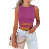 imageANRABESS Women Tank Tops High Neck Sleeveless Sexy Cutout Racer Back Going Out Crop Tops Shirts Summer Y2K OutfitsHot Pink