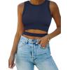 imageANRABESS Women Tank Tops High Neck Sleeveless Sexy Cutout Racer Back Going Out Crop Tops Shirts Summer Y2K OutfitsNavy Blue