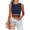 imageANRABESS Women Tank Tops High Neck Sleeveless Sexy Cutout Racer Back Going Out Crop Tops Shirts Summer Y2K OutfitsNavy Blue