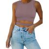 imageANRABESS Women Tank Tops High Neck Sleeveless Sexy Cutout Racer Back Going Out Crop Tops Shirts Summer Y2K OutfitsNutmeg