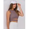 imageANRABESS Women Tank Tops High Neck Sleeveless Sexy Cutout Racer Back Going Out Crop Tops Shirts Summer Y2K OutfitsNutmeg