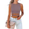 imageANRABESS Women Tank Tops High Neck Sleeveless Sexy Cutout Racer Back Going Out Crop Tops Shirts Summer Y2K OutfitsNutmeg