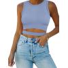 imageANRABESS Women Tank Tops High Neck Sleeveless Sexy Cutout Racer Back Going Out Crop Tops Shirts Summer Y2K OutfitsSky