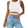 imageANRABESS Women Tank Tops High Neck Sleeveless Sexy Cutout Racer Back Going Out Crop Tops Shirts Summer Y2K OutfitsWhite