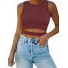 imageANRABESS Women Tank Tops High Neck Sleeveless Sexy Cutout Racer Back Going Out Crop Tops Shirts Summer Y2K OutfitsWine Red