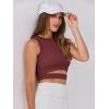 imageANRABESS Women Tank Tops High Neck Sleeveless Sexy Cutout Racer Back Going Out Crop Tops Shirts Summer Y2K OutfitsWine Red
