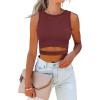 imageANRABESS Women Tank Tops High Neck Sleeveless Sexy Cutout Racer Back Going Out Crop Tops Shirts Summer Y2K OutfitsWine Red