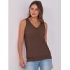 imageANRABESS Women Tank Tops Summer V Neck Sleeveless Casual Loose Fit Cute Cami Basic T Shirts Solid Tees 2025 Trendy OutfitsDark Brown