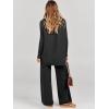 imageANRABESS Women Two Piece Outfits Oversized Turtleneck Knit Pullover Sweater Top Wide Leg Pants Lounge Set Sweatsuit 2025 FallBlack