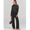imageANRABESS Women Two Piece Outfits Oversized Turtleneck Knit Pullover Sweater Top Wide Leg Pants Lounge Set Sweatsuit 2025 FallBlack