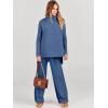 imageANRABESS Women Two Piece Outfits Oversized Turtleneck Knit Pullover Sweater Top Wide Leg Pants Lounge Set Sweatsuit 2025 FallBlue