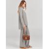 imageANRABESS Women Two Piece Outfits Oversized Turtleneck Knit Pullover Sweater Top Wide Leg Pants Lounge Set Sweatsuit 2025 FallGray Apricort