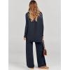 imageANRABESS Women Two Piece Outfits Oversized Turtleneck Knit Pullover Sweater Top Wide Leg Pants Lounge Set Sweatsuit 2025 FallNavy Blue