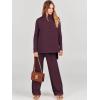 imageANRABESS Women Two Piece Outfits Oversized Turtleneck Knit Pullover Sweater Top Wide Leg Pants Lounge Set Sweatsuit 2025 FallWine Red