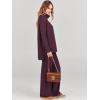 imageANRABESS Women Two Piece Outfits Oversized Turtleneck Knit Pullover Sweater Top Wide Leg Pants Lounge Set Sweatsuit 2025 FallWine Red