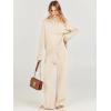 imageANRABESS Womens 2 Piece Outfit Sweater Lounge Sets Long Sleeve Knit Pullover Wide Leg Pant Tracksuit Loungewear 2025 FashionApricot