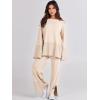 imageANRABESS Womens 2 Piece Outfits Oversized Knit Sweater Set Wide Leg Pant Cozy Lounge Matching Pajama Sets 2025 Trendy ClothesApricot