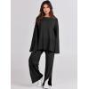 imageANRABESS Womens 2 Piece Outfits Oversized Knit Sweater Set Wide Leg Pant Cozy Lounge Matching Pajama Sets 2025 Trendy ClothesBlack