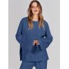 imageANRABESS Womens 2 Piece Outfits Oversized Knit Sweater Set Wide Leg Pant Cozy Lounge Matching Pajama Sets 2025 Trendy ClothesBlue