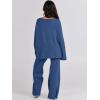 imageANRABESS Womens 2 Piece Outfits Oversized Knit Sweater Set Wide Leg Pant Cozy Lounge Matching Pajama Sets 2025 Trendy ClothesBlue