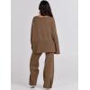 imageANRABESS Womens 2 Piece Outfits Oversized Knit Sweater Set Wide Leg Pant Cozy Lounge Matching Pajama Sets 2025 Trendy ClothesBrown