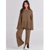 imageANRABESS Womens 2 Piece Outfits Oversized Knit Sweater Set Wide Leg Pant Cozy Lounge Matching Pajama Sets 2025 Trendy ClothesBrown