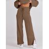 imageANRABESS Womens 2 Piece Outfits Oversized Knit Sweater Set Wide Leg Pant Cozy Lounge Matching Pajama Sets 2025 Trendy ClothesBrown